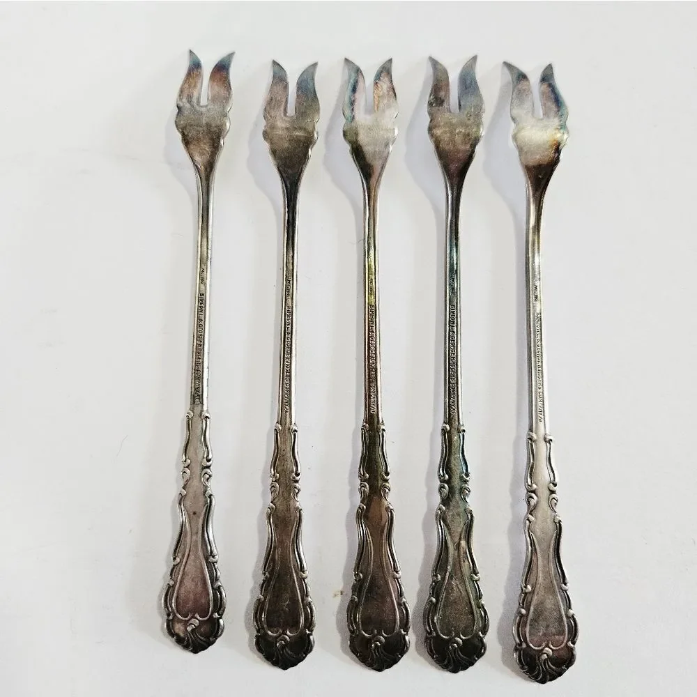 Antique S.L. & G.H Rogers Silver Plate Webster Pattern Set Of 5 Cocktail Forks